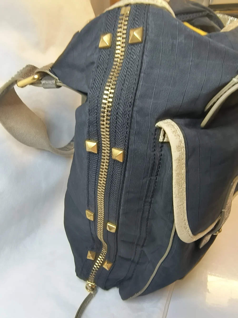 Marc Jacobs Navy Messenger Bag with Gold Trim